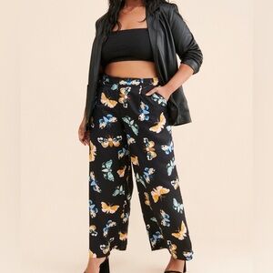 Sarah Gordon by Maeve Black Butterfly Print Wide-Leg Pants